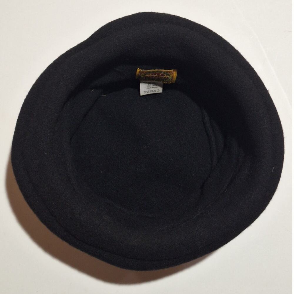 Scala Collezione Hat One Size 22" Black 100% Wool Rolled Cloche Classic Italian - Picture 6 of 6